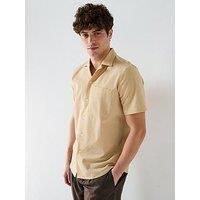 Hugo Ellino Relaxed Seersucker Short Sleeve Shirt - Beige