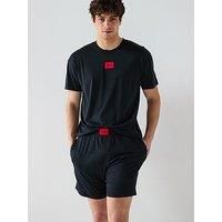 HUGO Mens Galaxy Short Set Cotton-Modal Blend Pyjamas with red Logo Labels