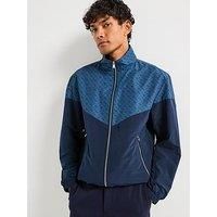 Boss C-Cireno Regular Fit Monogram Print Harrington Jacket - Navy/Dark Blue