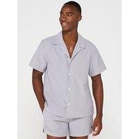 Boss Velvetfish Seersucker Beach Shirt | Navy | S, M, L, XL, XXL