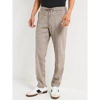 Boss C-Kane Regular Fit Drawstring Linen Trousers - Brown
