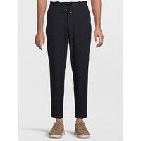 Boss C-Perin 252 Tapered Fit Seersucker Trousers-Navy