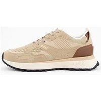 BOSS Mens Jonah Runn Trainers with Knit and Burnished-Leather Trims Size 9