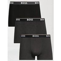 BOSS Mens Trunk 3P Power Desig Three-Pack of Logo-Waistband Trunks in Stretch Cotton