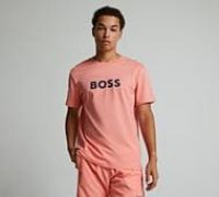 BOSS Mens Print T-Shirt Short Sleeve Lifestyle Cotton Bright Pink 671 M