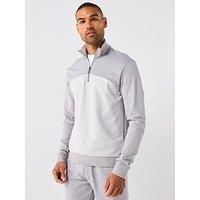 Boss Contrast Panel 1/4 Zip Loungewear Top - Grey