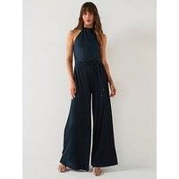 Boss Exuma Pleat Jumpsuit - Dark Blue