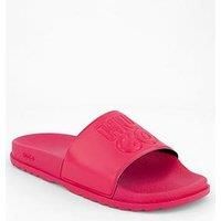 Hugo Sliders With Debossed Stacked Logo - Bright Pink