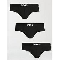 BOSS Mens HipBr 3P ONE Three-Pack of Logo-Waistband Briefs in Stretch Cotton Black