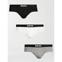 BOSS Mens HipBr 3P ONE Three-Pack of Logo-Waistband Briefs in Stretch Cotton