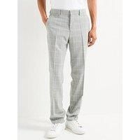 Boss H-Jasper Regular Fit Wool Mix Check Suit Trousers - Grey