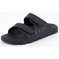 Hugo Evander Two Strap Logo Sandals - Black