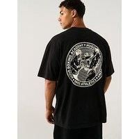 HUGO Mens Dwresto Cotton-Jersey T-Shirt with Boxing Artwork Black