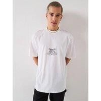 HUGO Men's Oversized Duarms Back Graphic T-Shirt, White