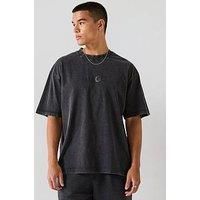 Hugo Blue Nebute Washed Loose Fit Centre Logo T-Shirt - Black