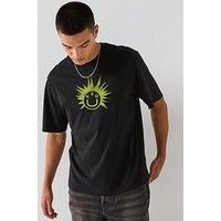 HUGO Mens Nugix Cotton-Jersey T-Shirt with Graphic Logo Print Black