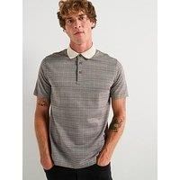 BOSS Mens H-Parris 102 Mercerised-Cotton Polo Shirt with Grid Pattern