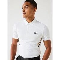 BOSS Mens Paule TOC Active Slim-fit Polo Shirt with Moisture Management White