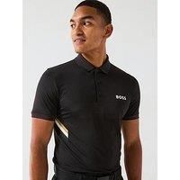 BOSS Mens Paule TOC Active Slim-fit Polo Shirt with Moisture Management Black