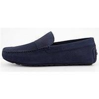 BOSS Mens Noel Mocc Nubuck-Leather Loafers with Driver Sole Size 8