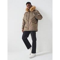 Hugo Makaro2541 Regular Fit Hooded Parka Coat - Grey