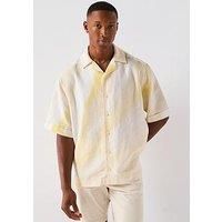Boss Lapisy M Printed Short Sleeve Revere Collar Shirt - Yellow