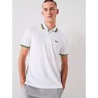 BOSS Mens Paddy Polo Shirt Short Sleeve Lifestyle Cotton White/Green 112 L