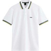 BOSS Mens Paddy Polo Shirt Short Sleeve Lifestyle Cotton White/Green 112 XXL