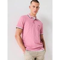 BOSS Mens Paddy Polo Shirt Short Sleeve Lifestyle Cotton Open Pink M