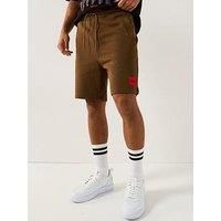 Hugo Diz Red Patch Logo Jersey Shorts - Brown