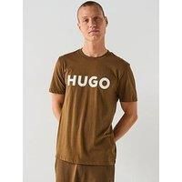 Hugo Dulivio Regular Fit Large Logo T-Shirt - Brown