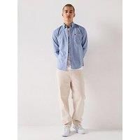 HUGO Mens Evito Oxford-Cotton Slim-fit Shirt with red Logo Label