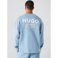 Hugo Blue Naviu Loose International Logo Crew Sweat - Light Blue