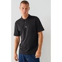 Hugo Regular Fit Stacked Logo Polo Shirt - Black