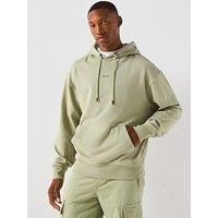 Boss Wesmallhood Regular Fit Centre Logo Overhead Hoodie - Green