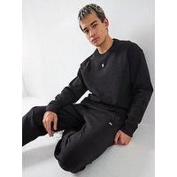 Hugo Hugo Dettil Relaxed Fit Stacked Logo Crew Sweat - Black