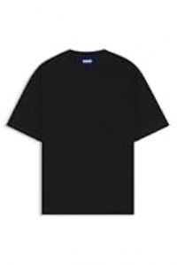 HUGO Mens Nuwaffle Cotton-Jersey T-Shirt with Blue Logo Patch