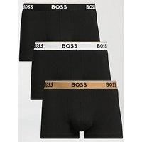 BOSS Mens Trunk 3P Power Three-Pack of Stretch-Cotton Trunks with Logo waistbands