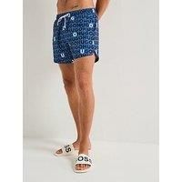 HUGO Mens Tortuga Logo-Print Swim Shorts with Drawcord