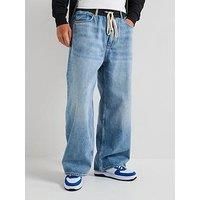 Hugo Blue Draisen Oversized Fit Loose Jeans - Light Blue