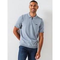 BOSS Mens K Ever-X PS Zip-Neck Knit Polo Sweater in Cotton