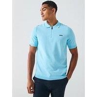 Boss Ever-X Knitted Polo Top - Light Blue