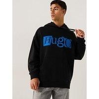 Hugo Blue Nildi Loose Stencil Logo Overhead Hoodie - Black