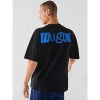HUGO Mens Nilte Cotton-Jersey T-Shirt with Puff-Print Logo Black