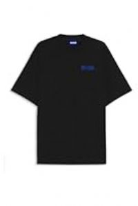 HUGO Mens Nilte Cotton-Jersey T-Shirt with Puff-Print Logo Black