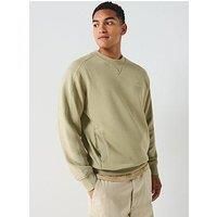 Boss We Mixed Relaxed Fit Arm Pocket Crew Sweatshirt - Green