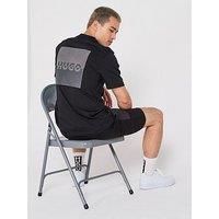 HUGO Mens Dusplito Relaxed-fit T-Shirt in Cotton with Split Logos Black