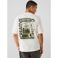 Hugo Blue Nylix Relaxed Fit Smiley Face T-Shirt - Off White