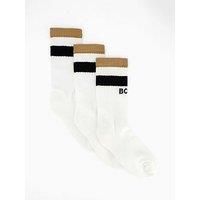 Boss 3 Pack Rib Iconic Crew Socks - White