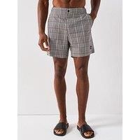 BOSS Mens Beach to Micro-Print Swim Shorts with Logo Badge Black